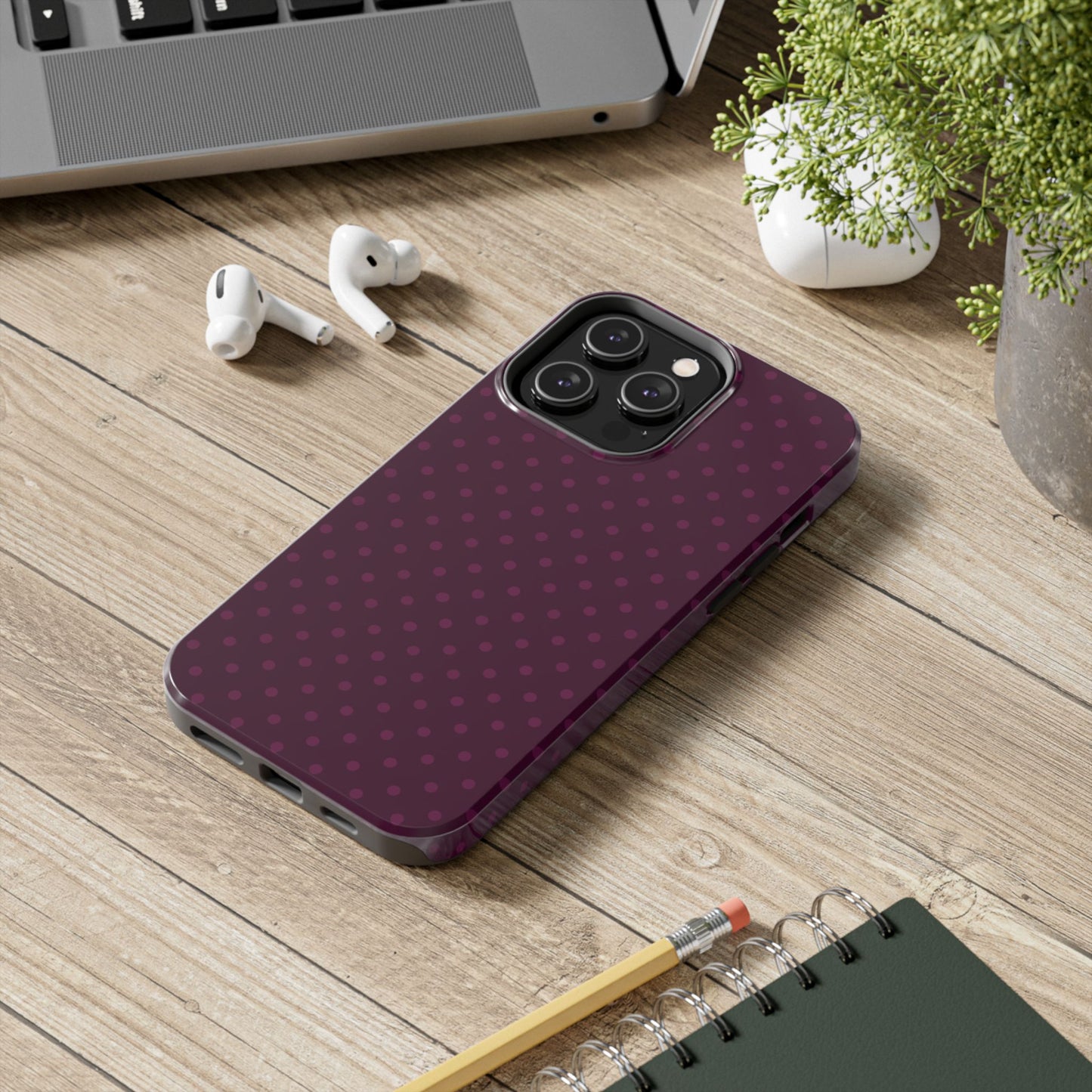 Plum Polka Dot iPhone Case