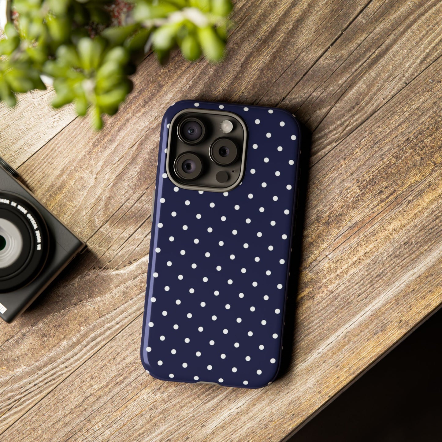 Navy Polka Dot iPhone Case