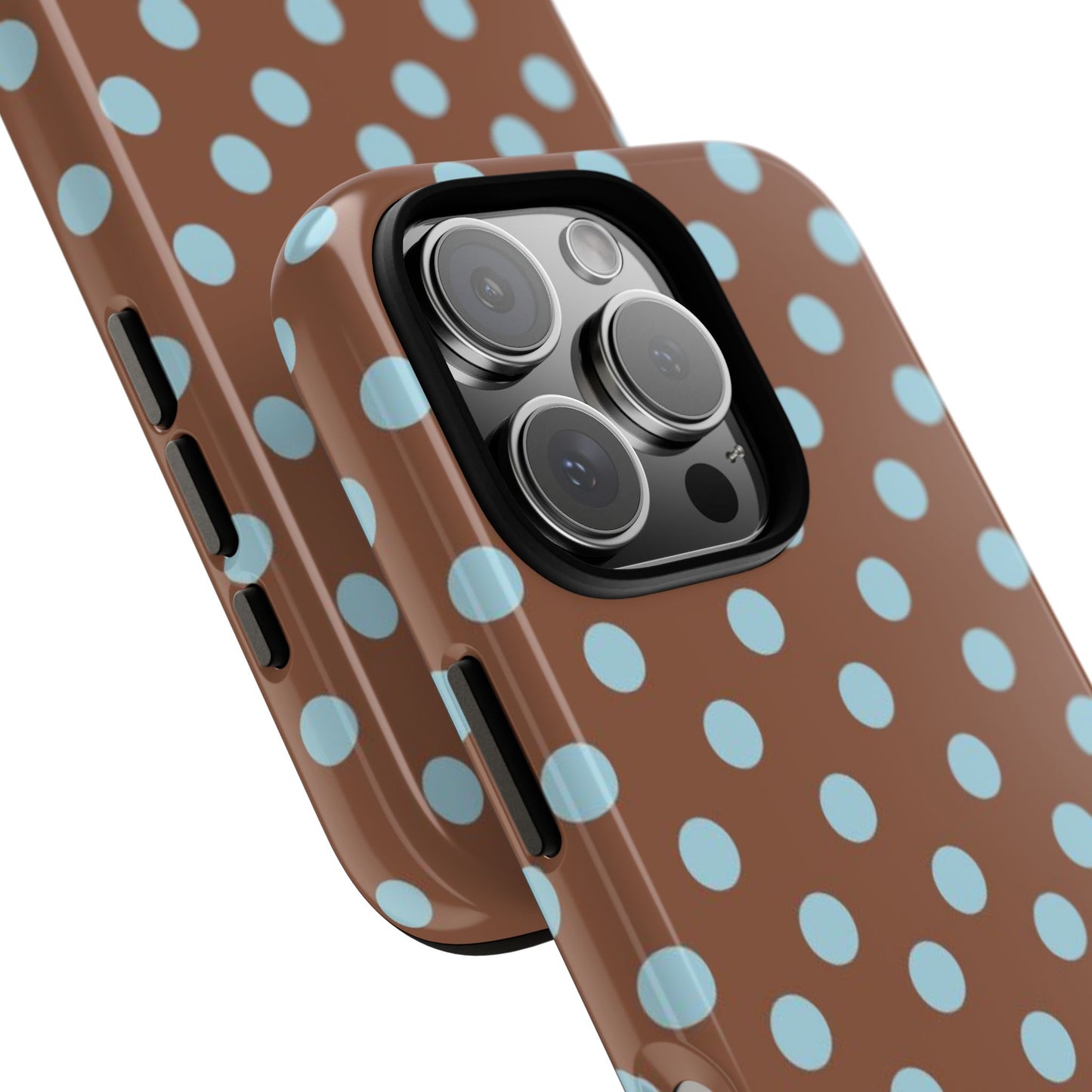 Blue and Brown Polka Dot iPhone Case
