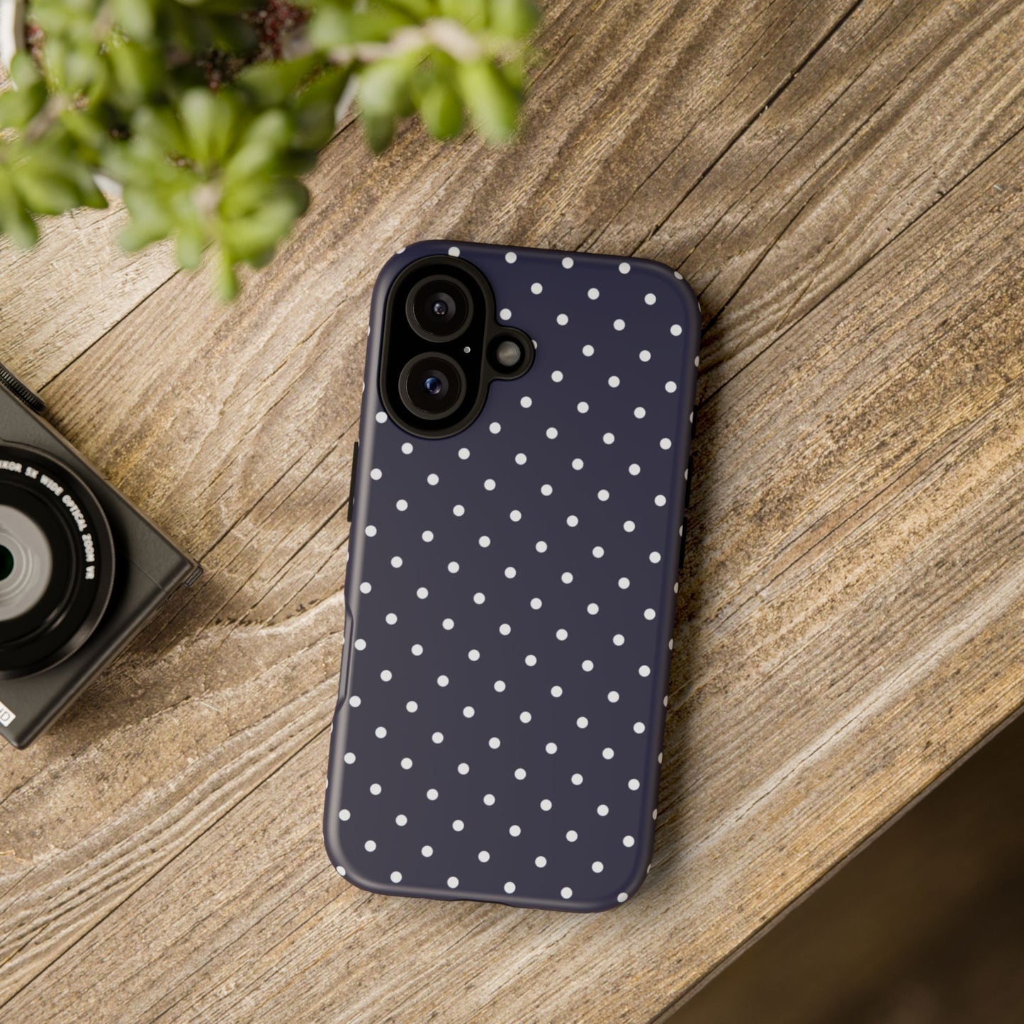 Navy Polka Dot iPhone Case