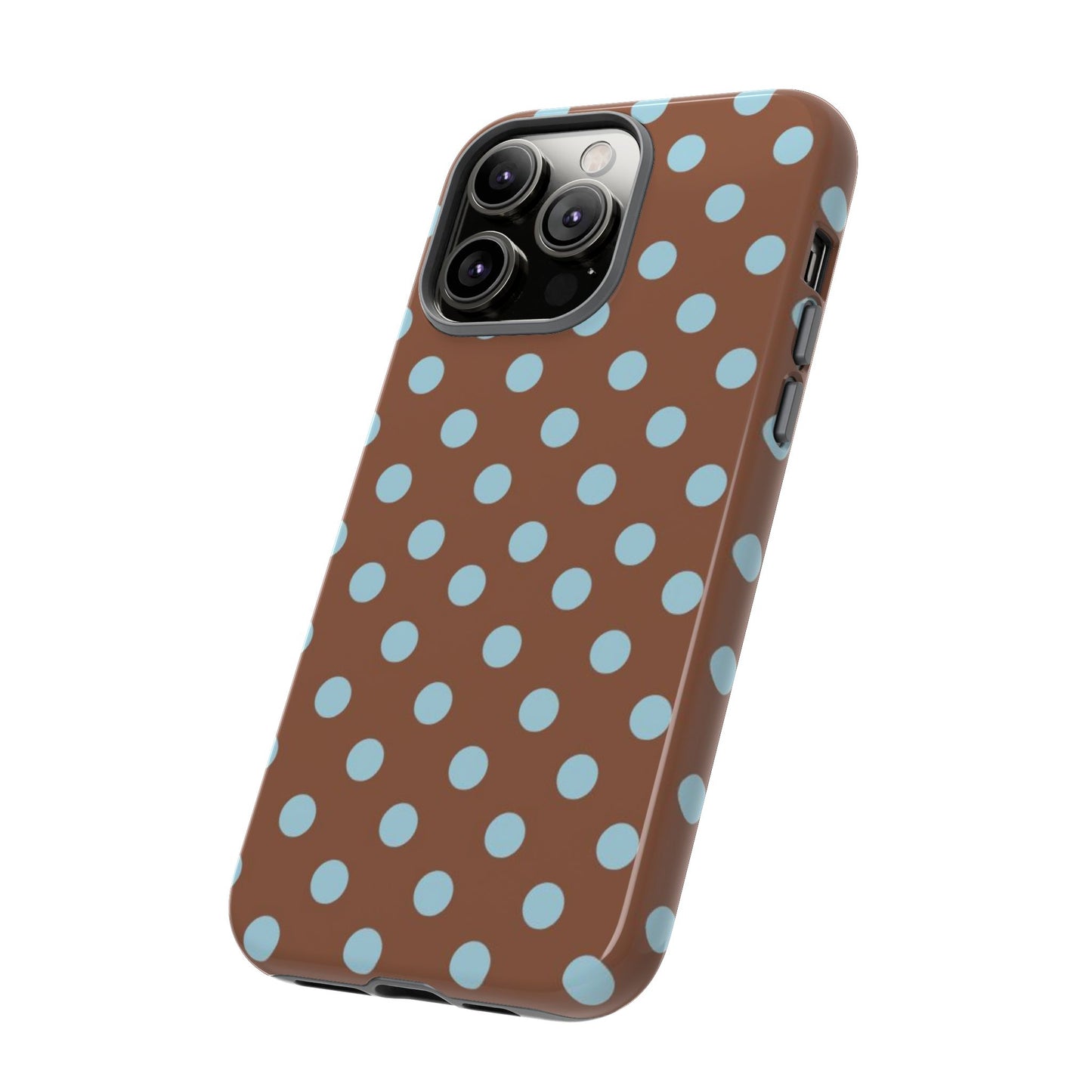 Blue and Brown Polka Dot iPhone Case