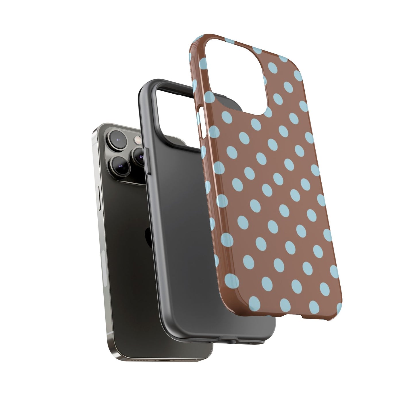 Blue and Brown Polka Dot iPhone Case