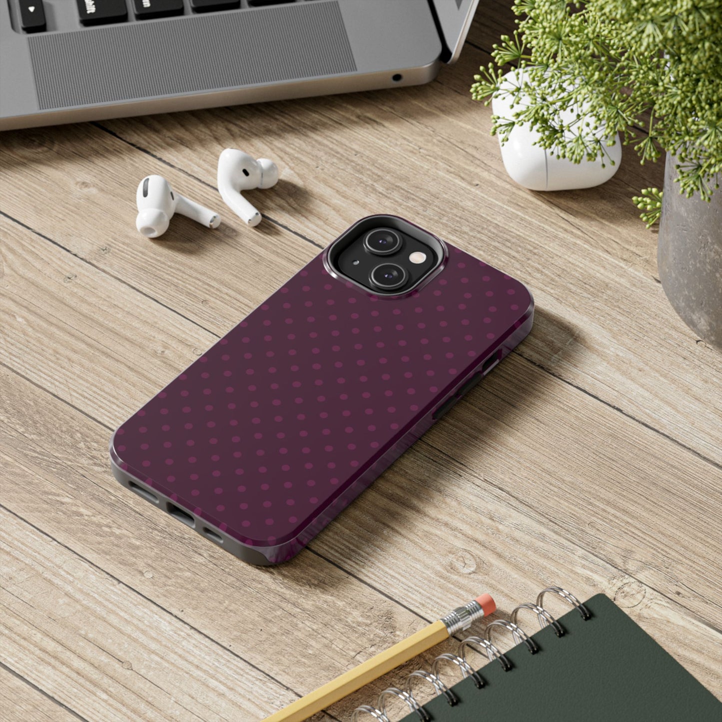 Plum Polka Dot iPhone Case