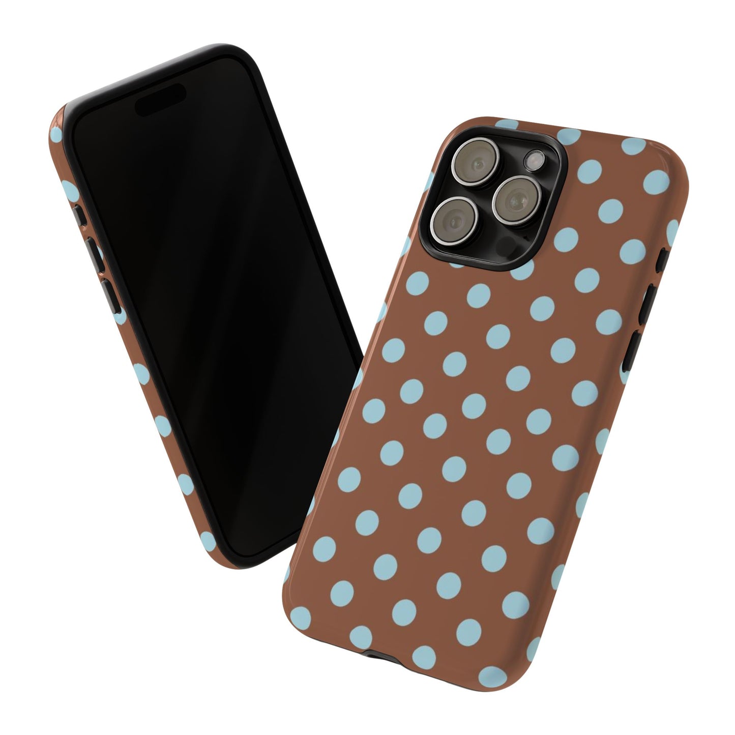 Blue and Brown Polka Dot iPhone Case