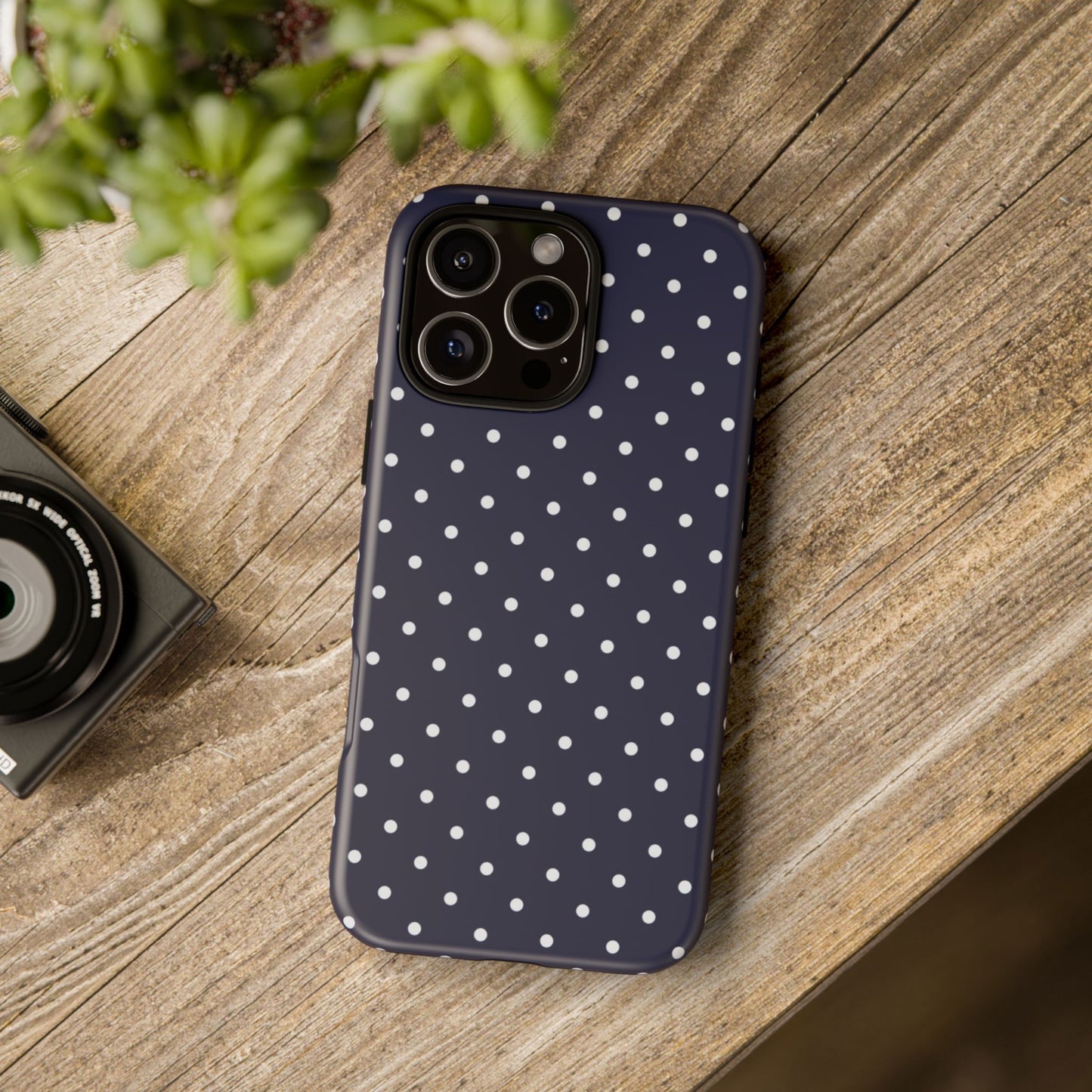 Navy Polka Dot iPhone Case