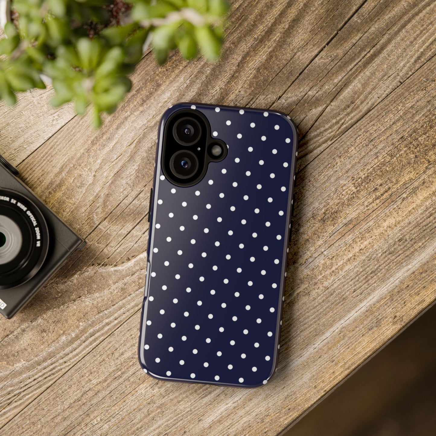 Navy Polka Dot iPhone Case