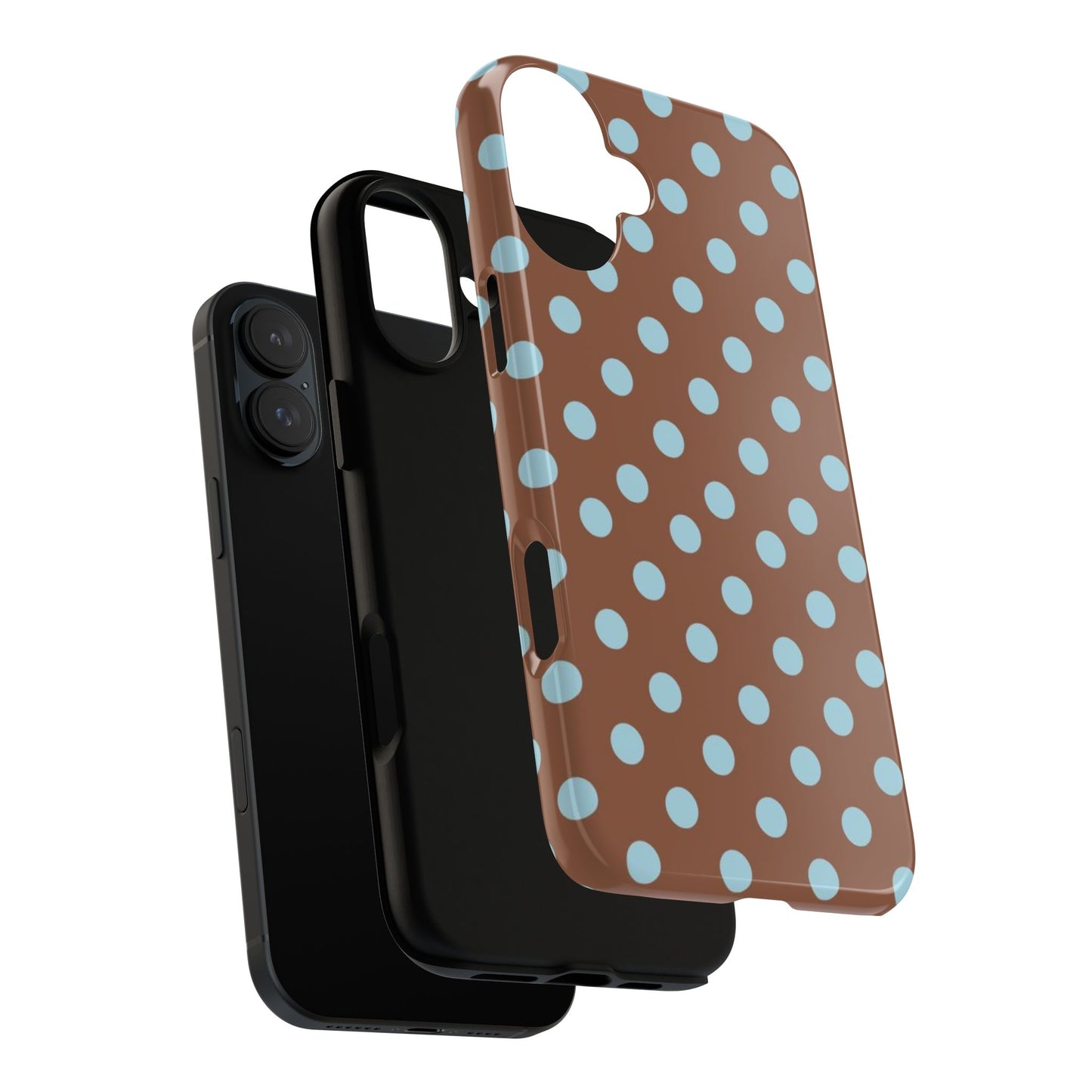 Blue and Brown Polka Dot iPhone Case