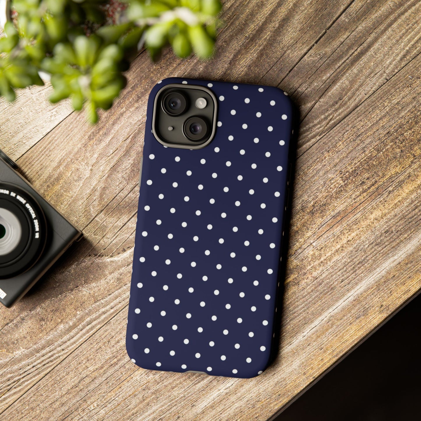 Navy Polka Dot iPhone Case
