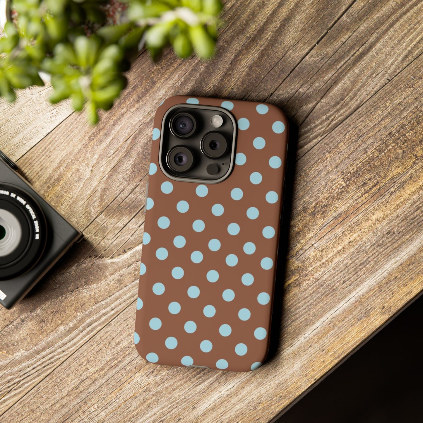 Blue and Brown Polka Dot iPhone Case