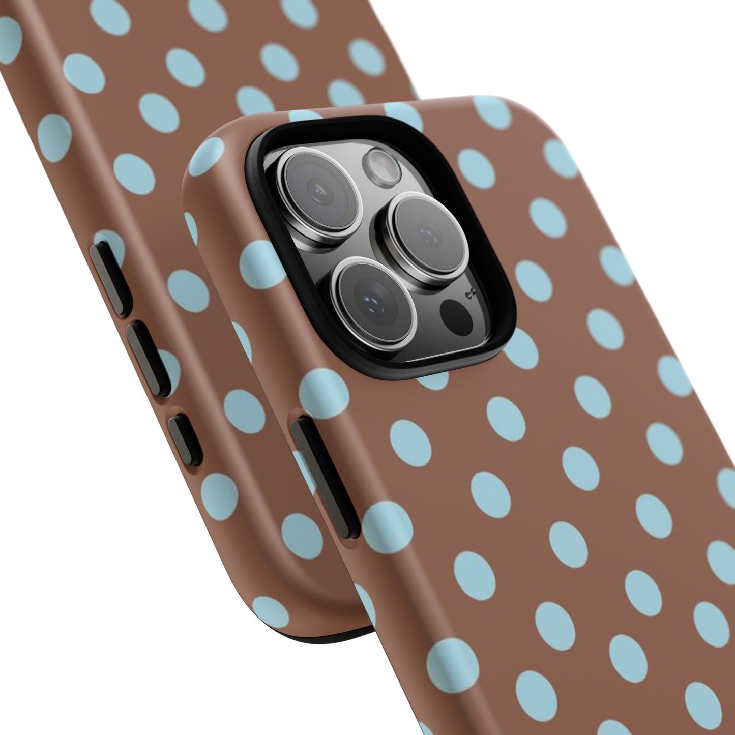 Blue and Brown Polka Dot iPhone Case