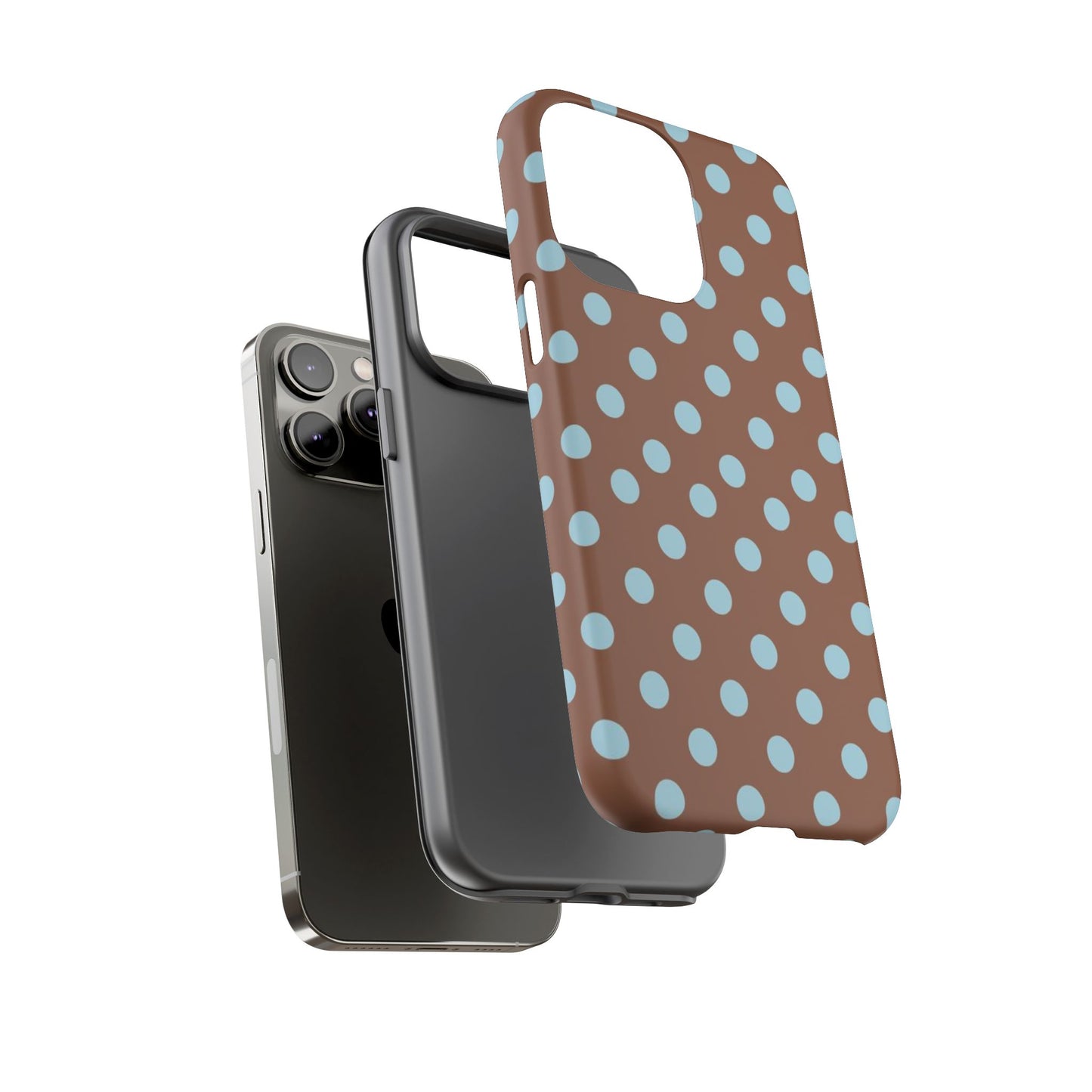 Blue and Brown Polka Dot iPhone Case