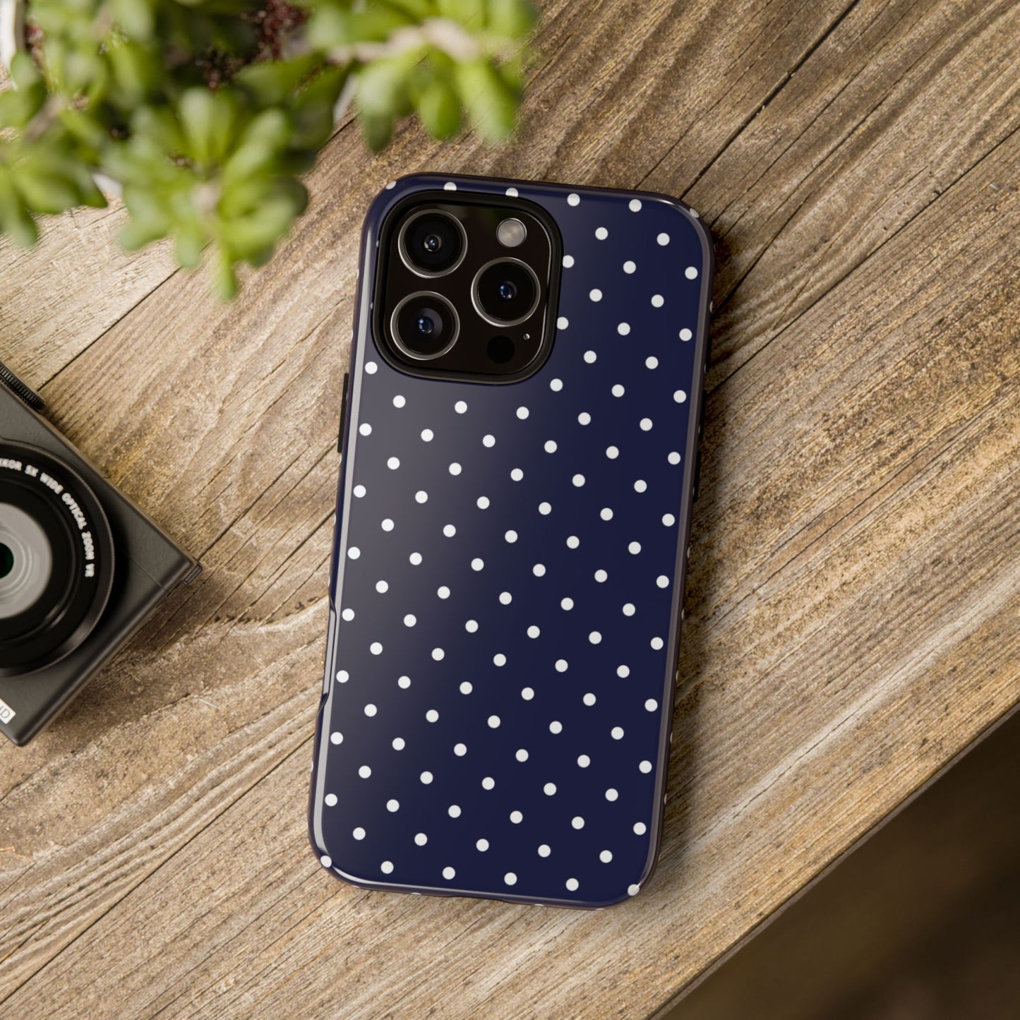 Navy Polka Dot iPhone Case
