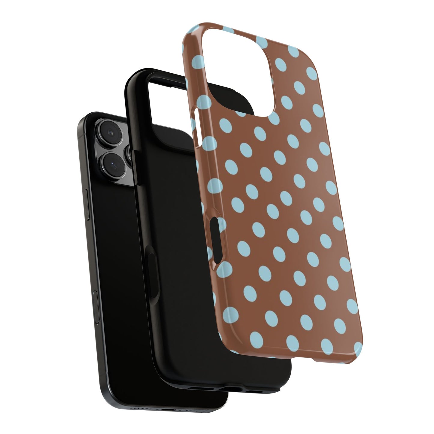 Blue and Brown Polka Dot iPhone Case