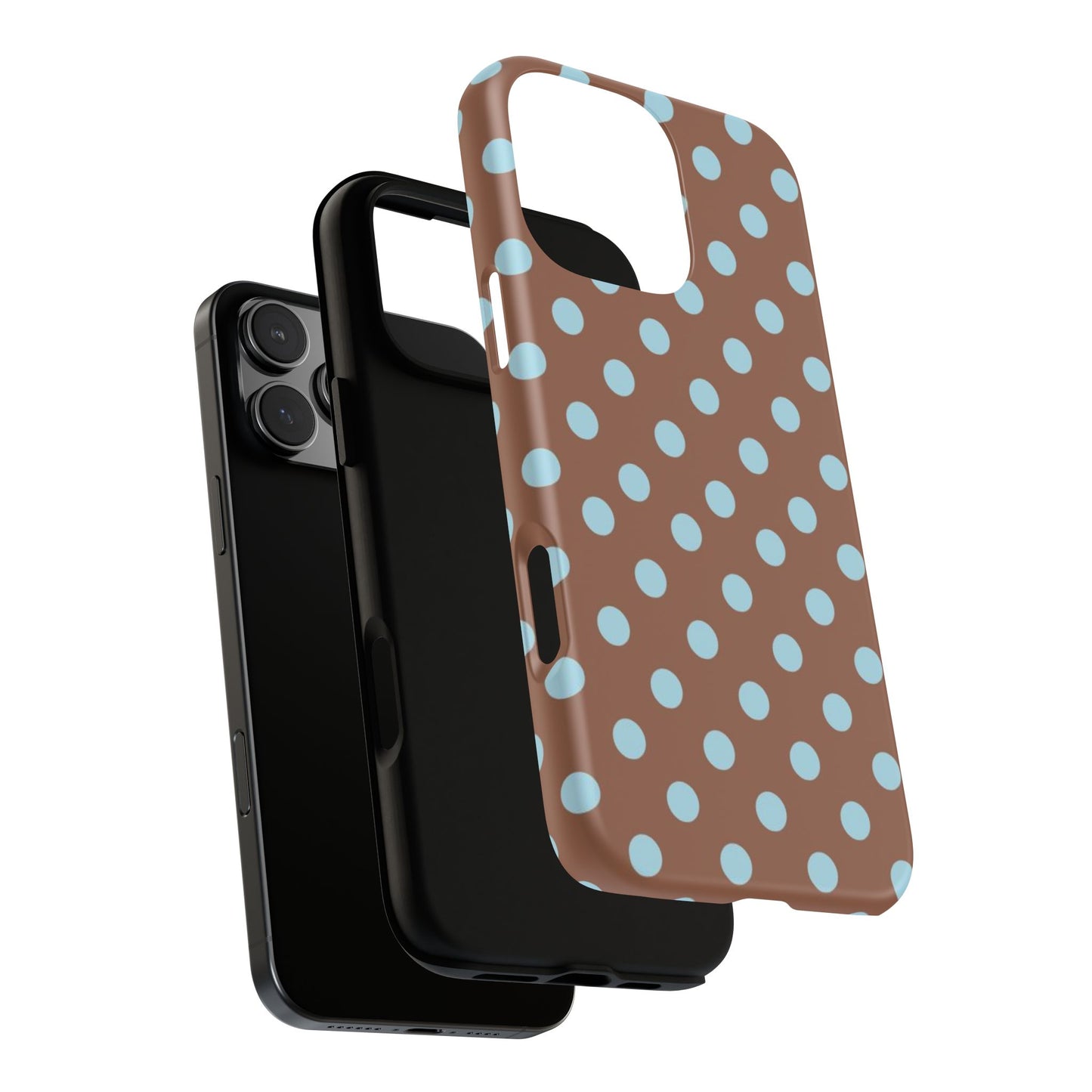 Blue and Brown Polka Dot iPhone Case
