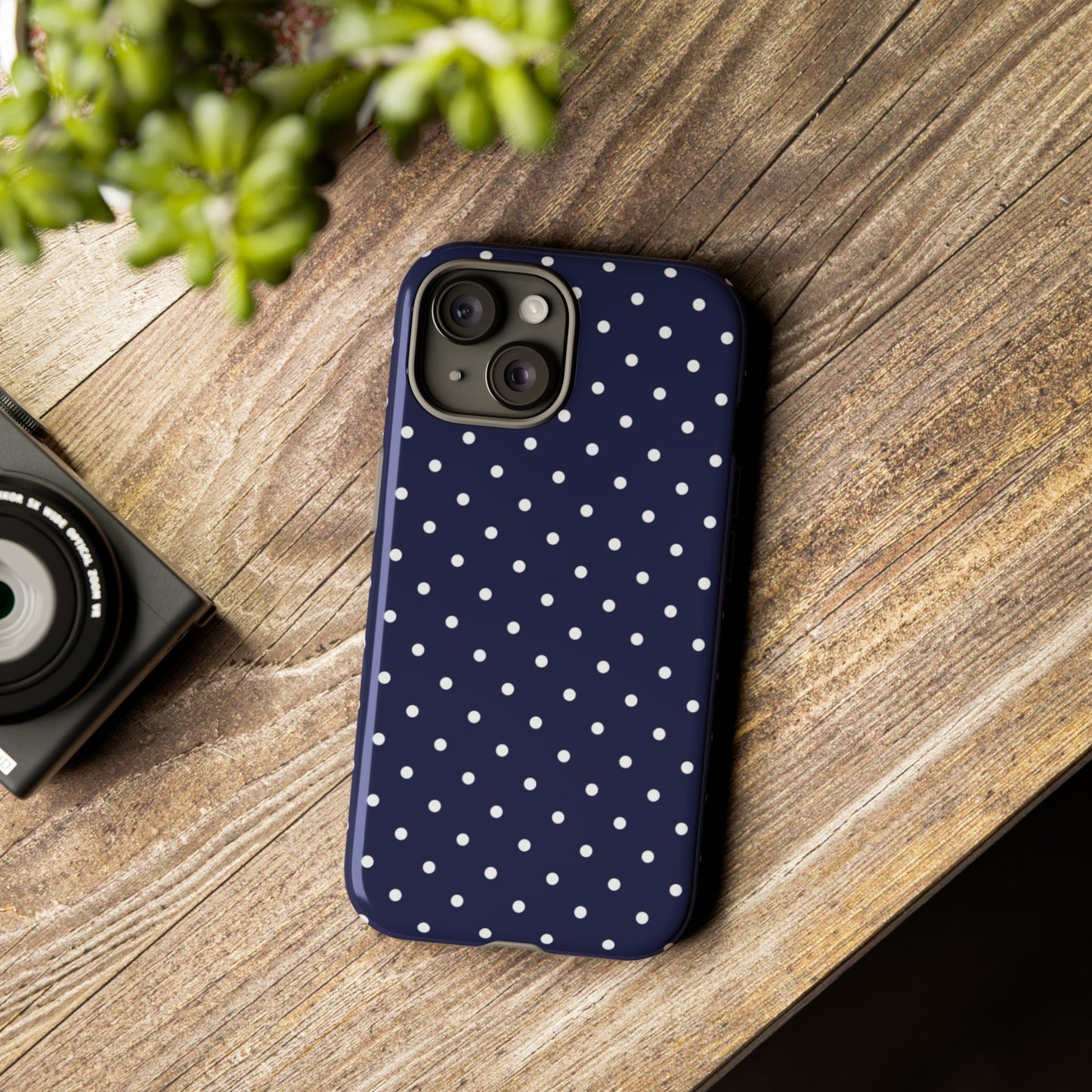 Navy Polka Dot iPhone Case