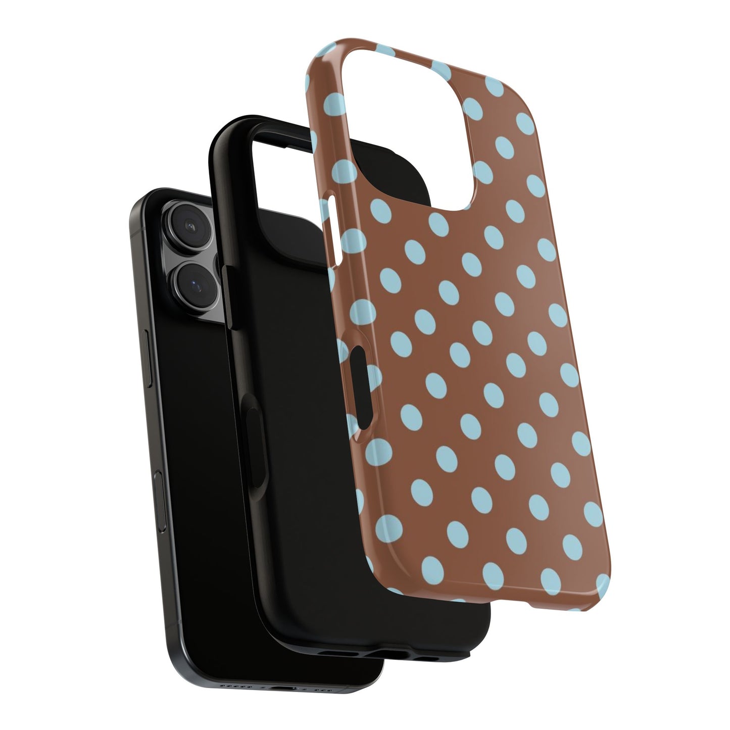 Blue and Brown Polka Dot iPhone Case