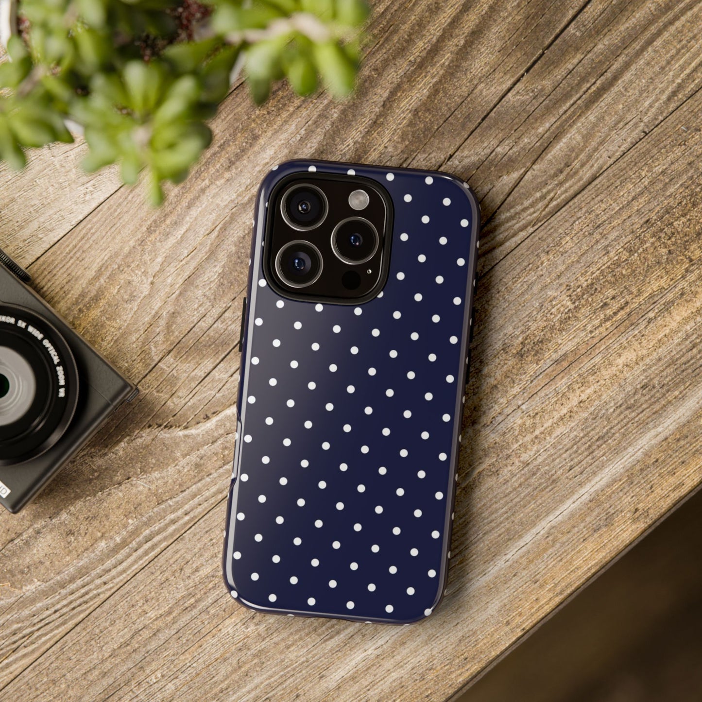 Navy Polka Dot iPhone Case