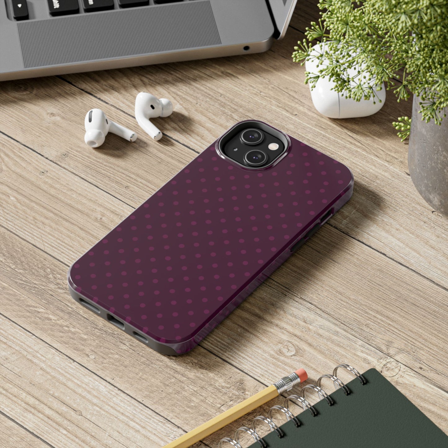 Plum Polka Dot iPhone Case
