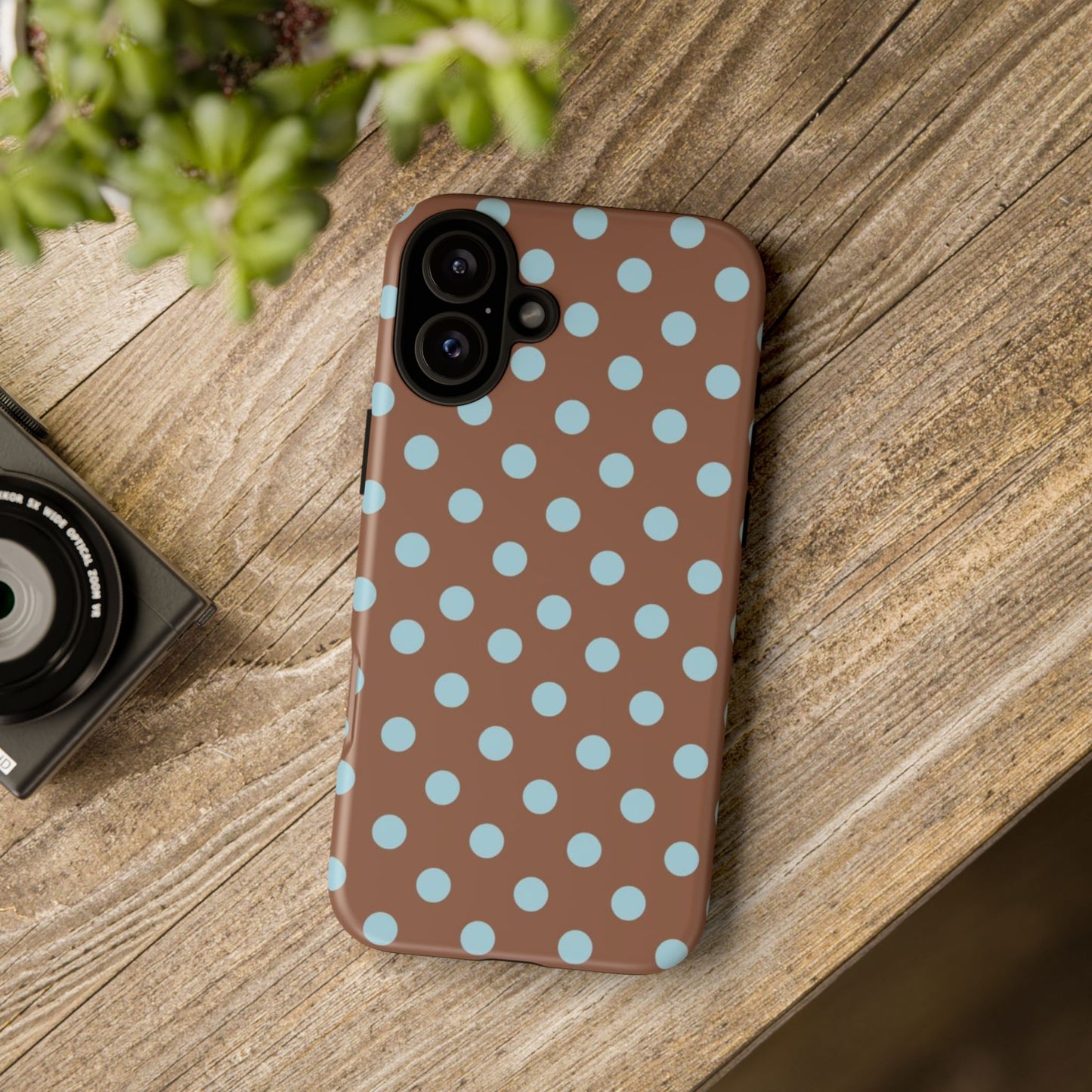 Blue and Brown Polka Dot iPhone Case