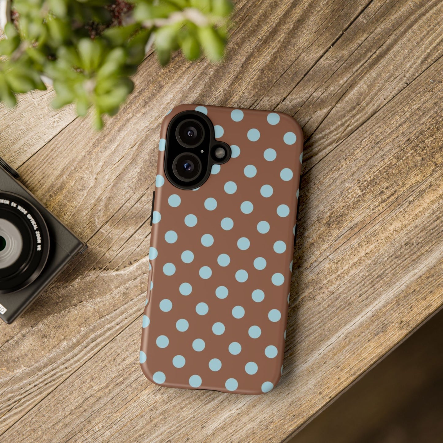 Blue and Brown Polka Dot iPhone Case