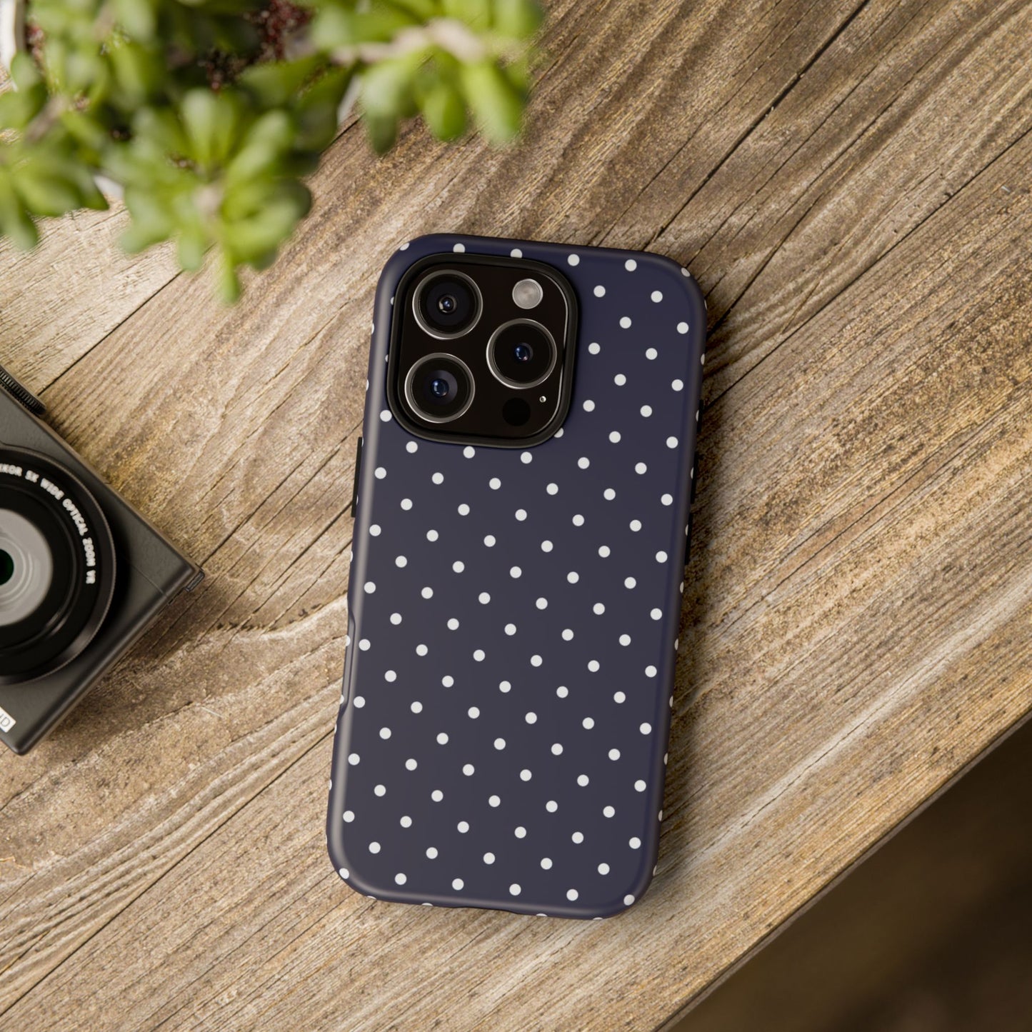 Navy Polka Dot iPhone Case