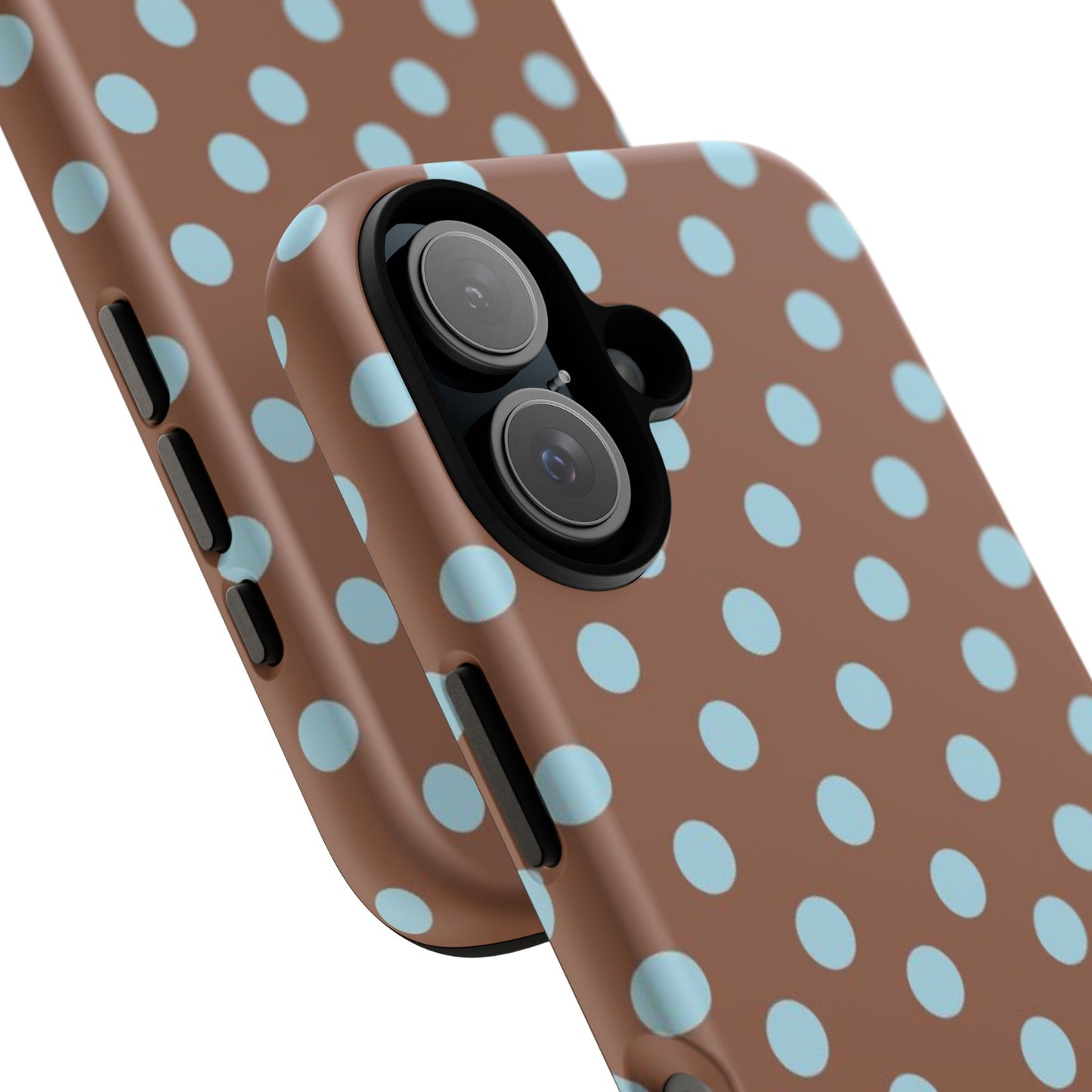 Blue and Brown Polka Dot iPhone Case