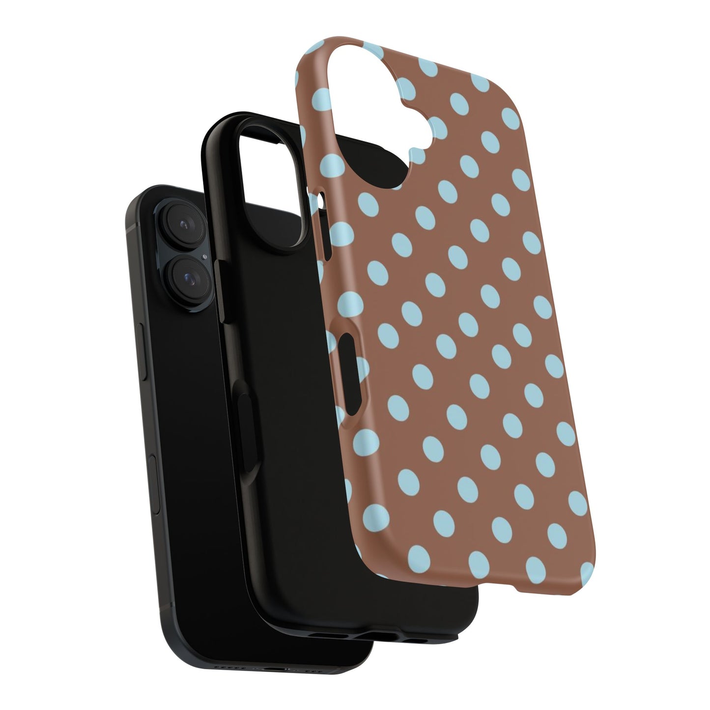 Blue and Brown Polka Dot iPhone Case