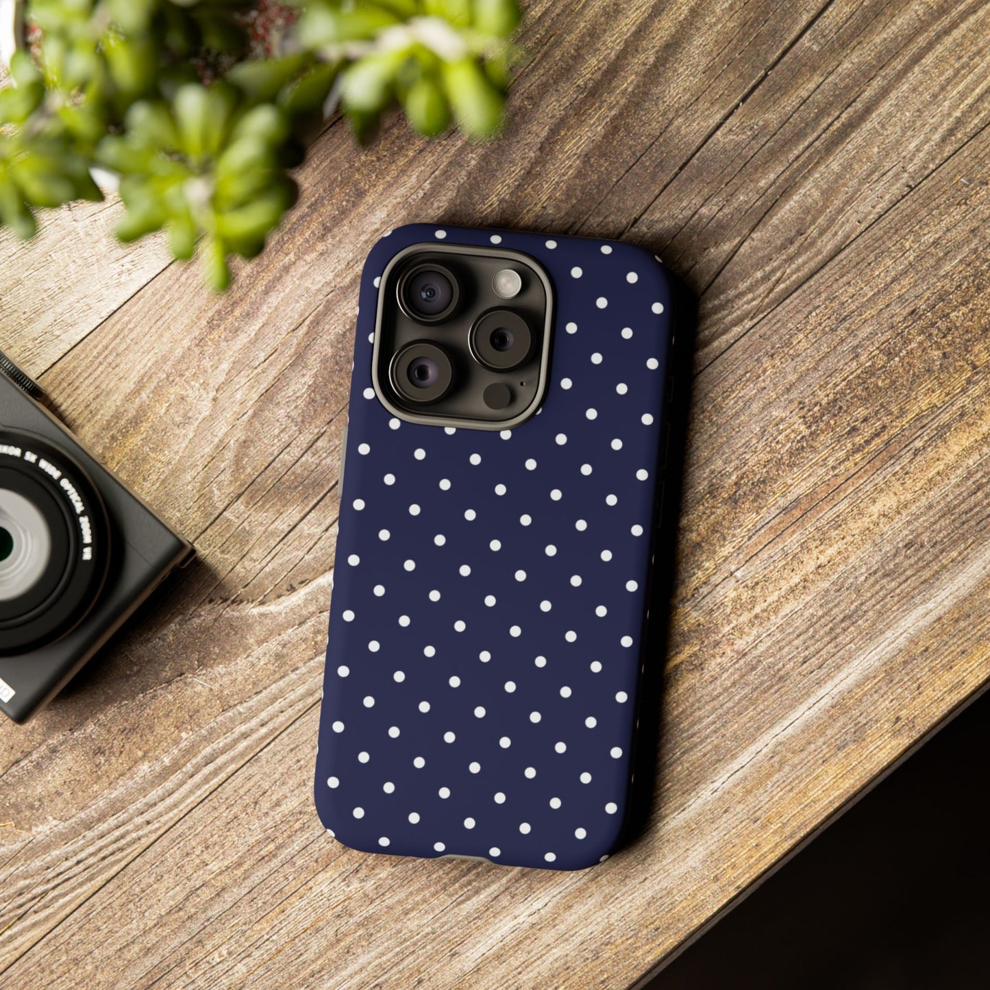 Navy Polka Dot iPhone Case