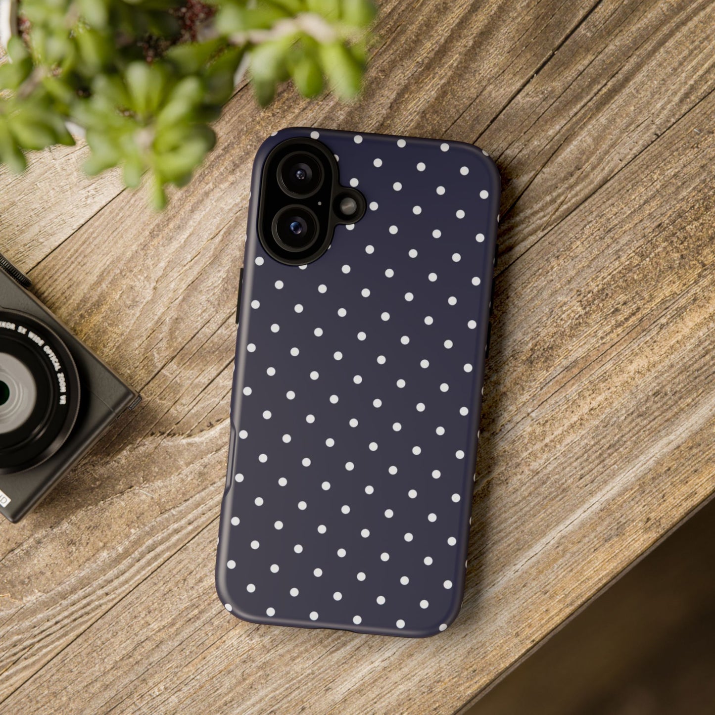 Navy Polka Dot iPhone Case