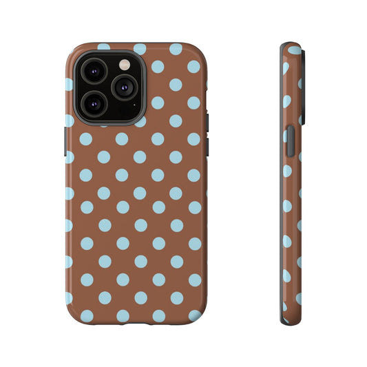 Blue and Brown Polka Dot iPhone Case
