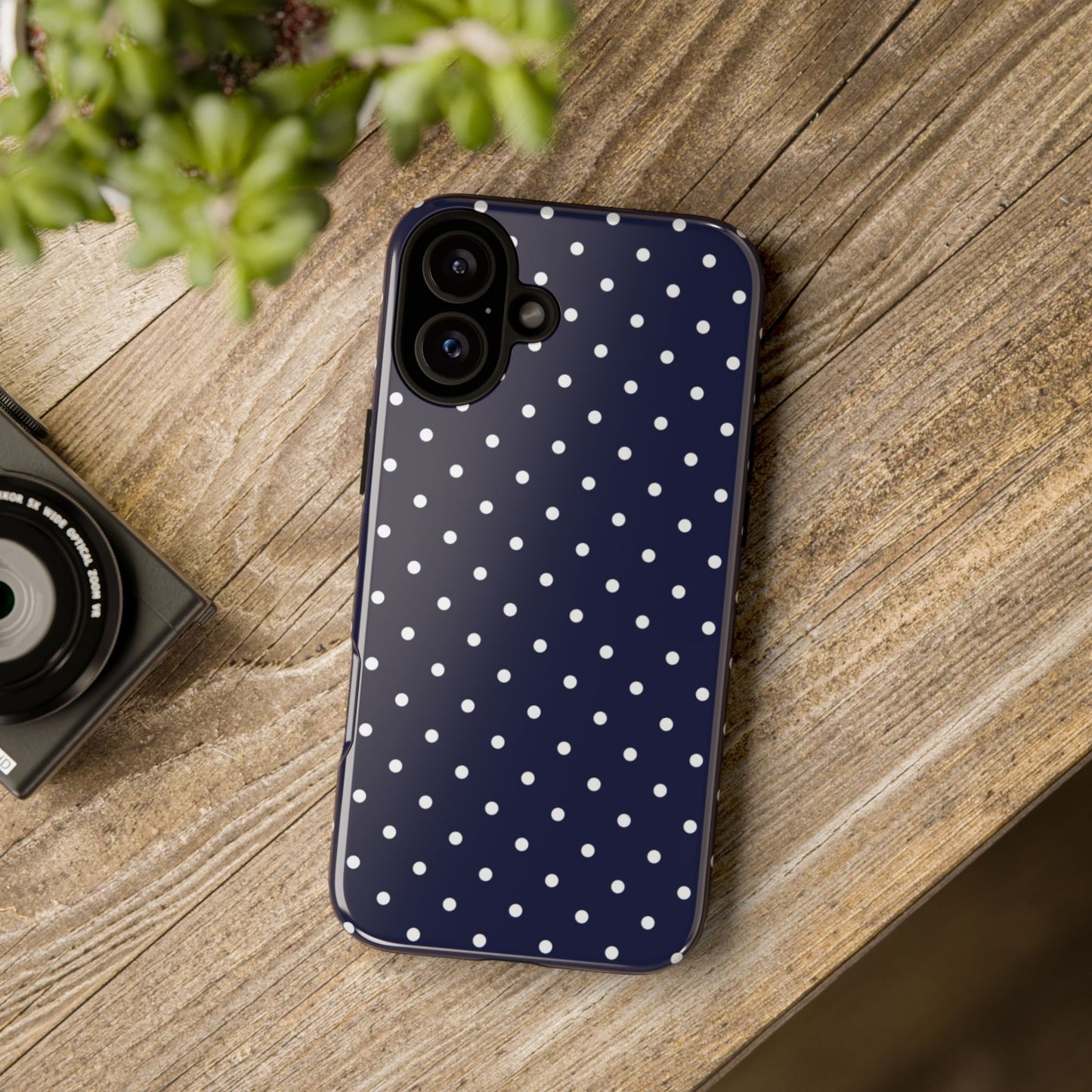 Navy Polka Dot iPhone Case