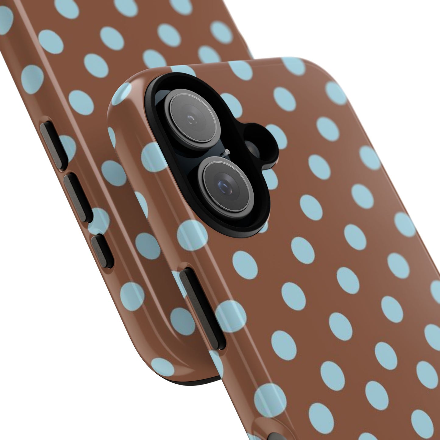Blue and Brown Polka Dot iPhone Case