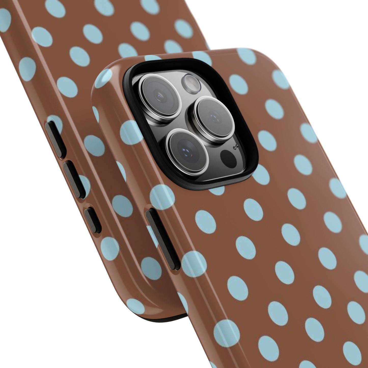 Blue and Brown Polka Dot iPhone Case