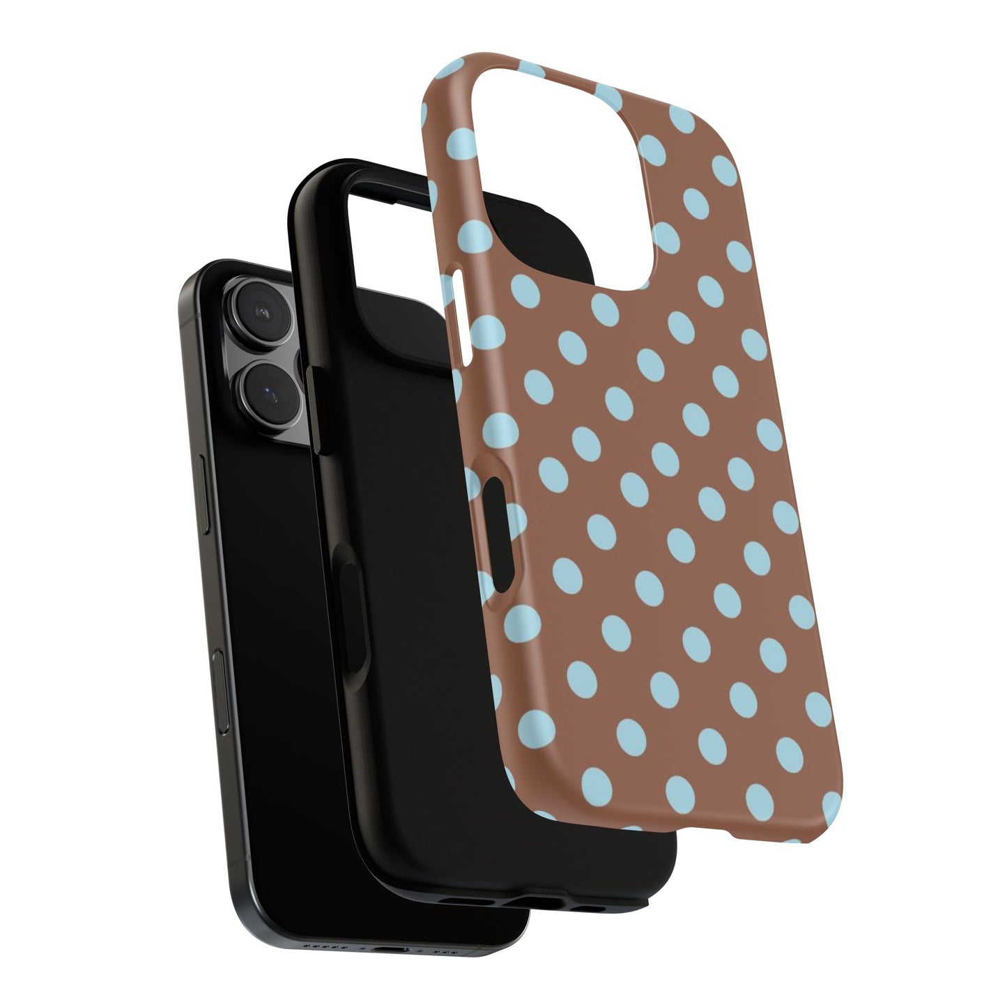 Blue and Brown Polka Dot iPhone Case