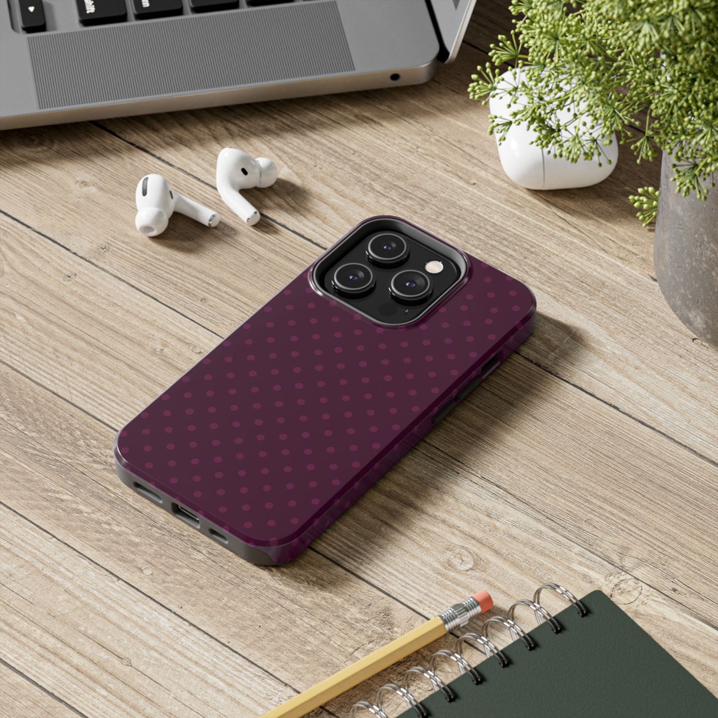 Plum Polka Dot iPhone Case