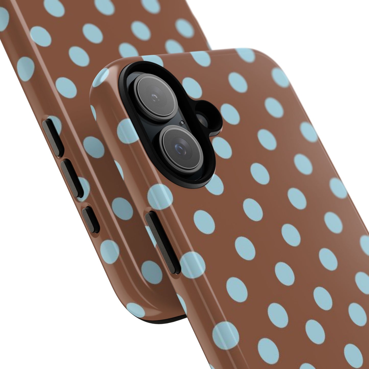 Blue and Brown Polka Dot iPhone Case