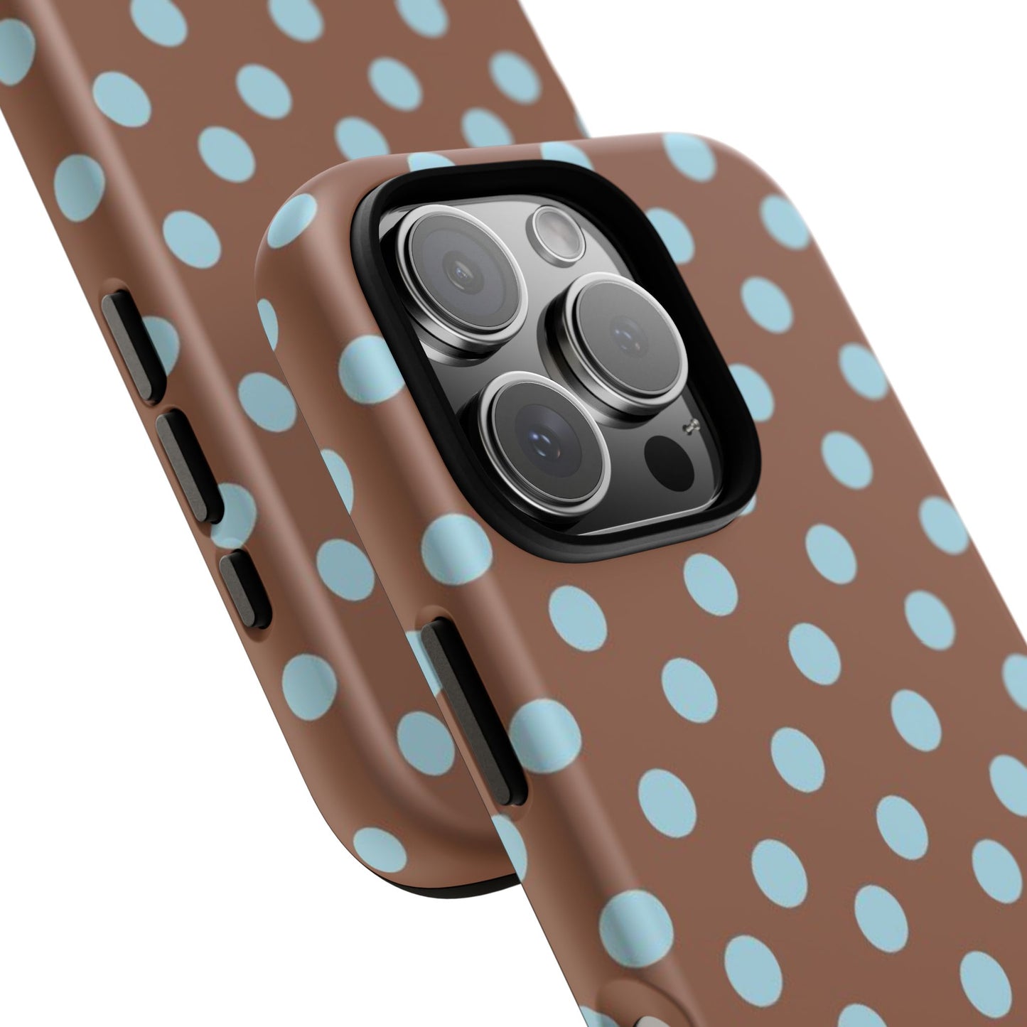 Blue and Brown Polka Dot iPhone Case