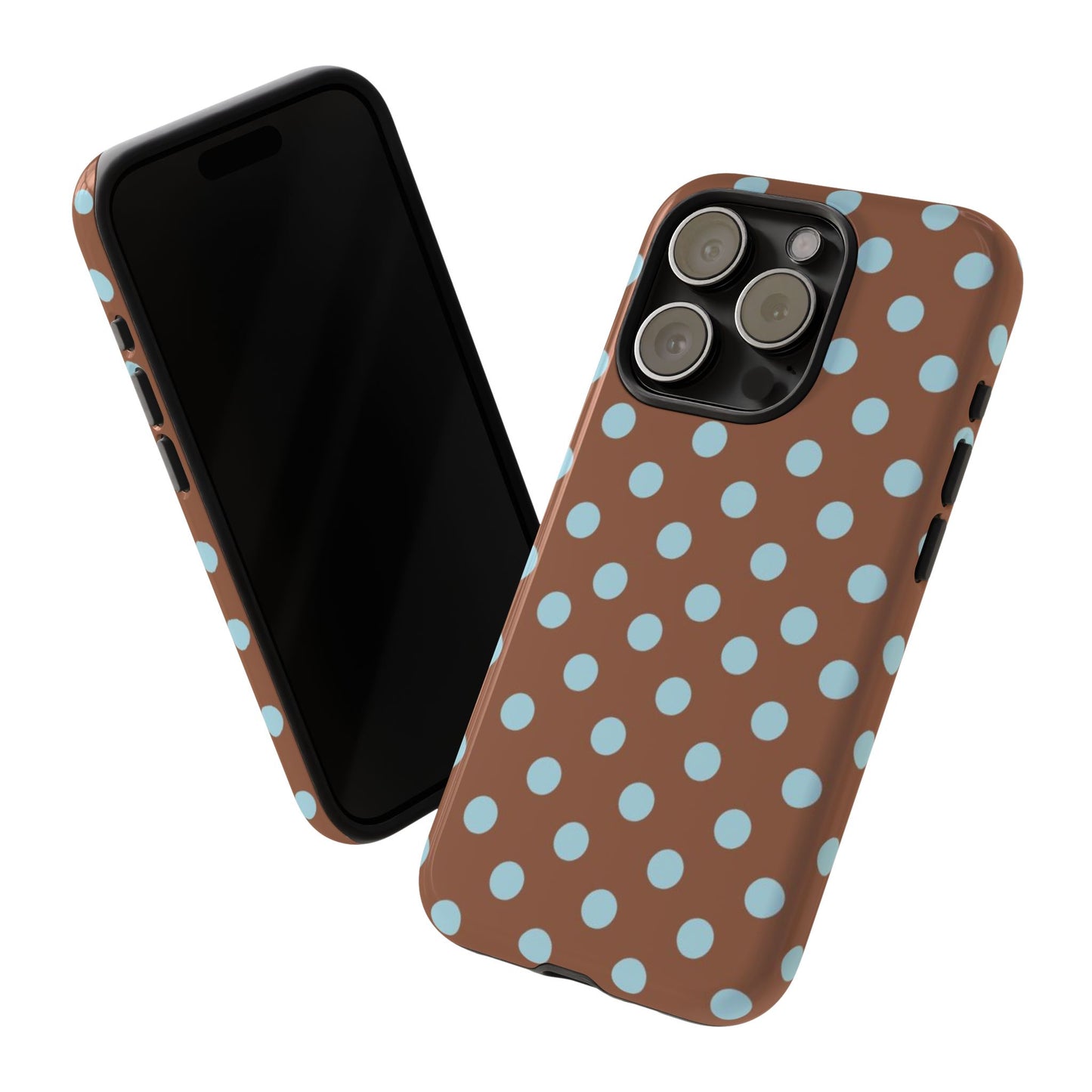 Blue and Brown Polka Dot iPhone Case