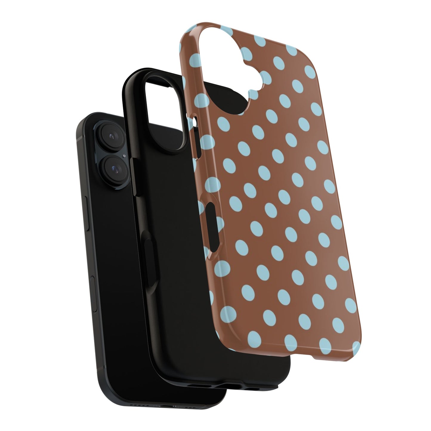 Blue and Brown Polka Dot iPhone Case