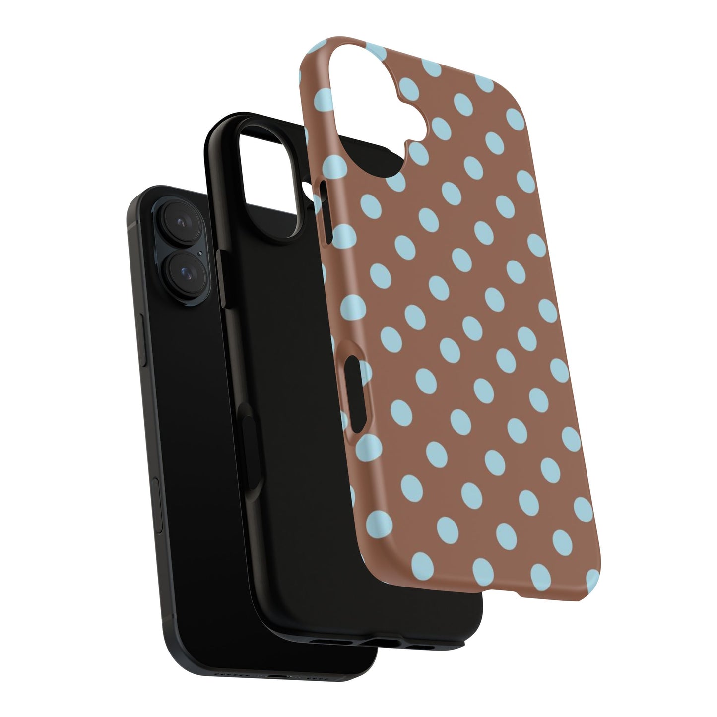 Blue and Brown Polka Dot iPhone Case