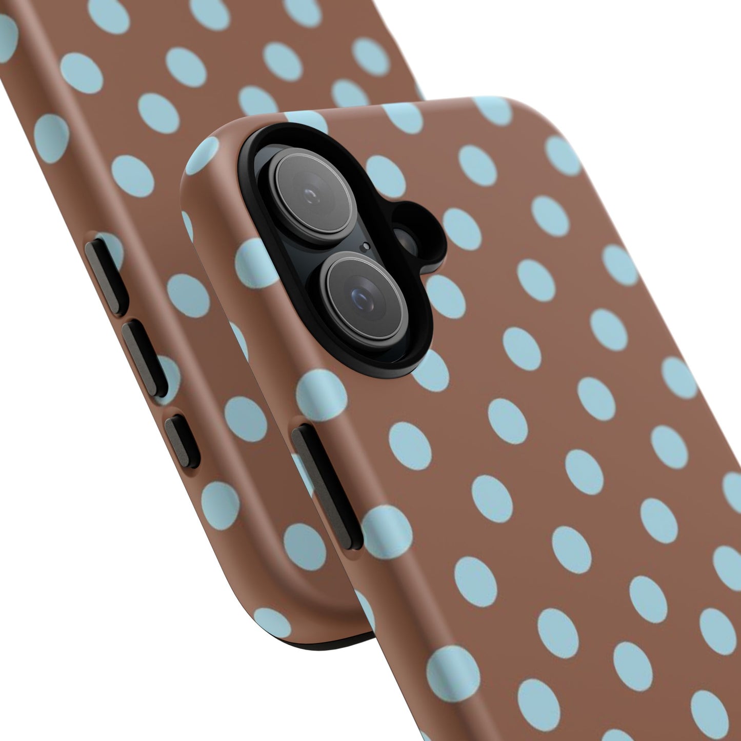 Blue and Brown Polka Dot iPhone Case