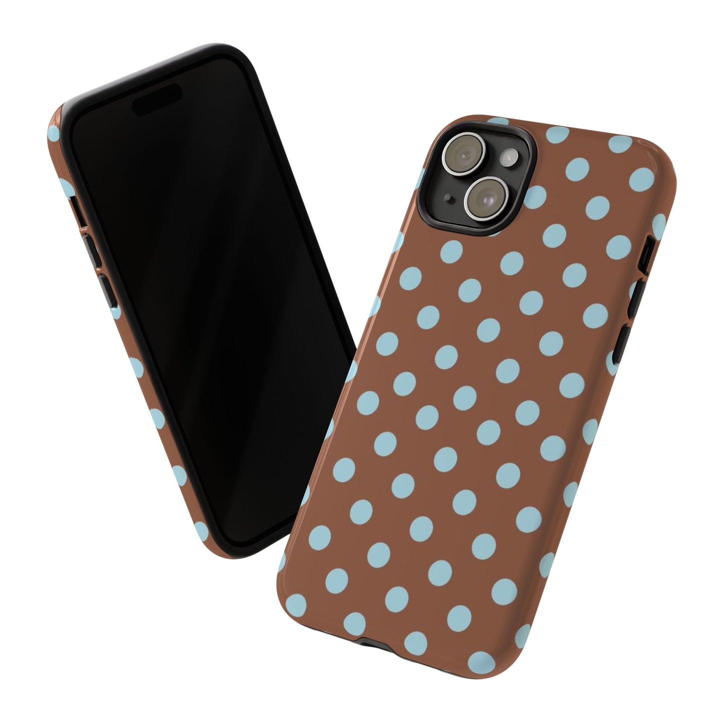 Blue and Brown Polka Dot iPhone Case